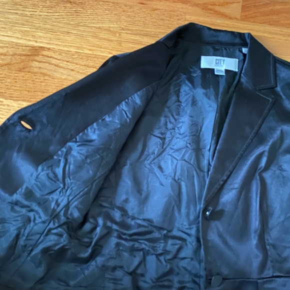 Classic Black Satin Blazer with Button Detail - Picture 11 of 12